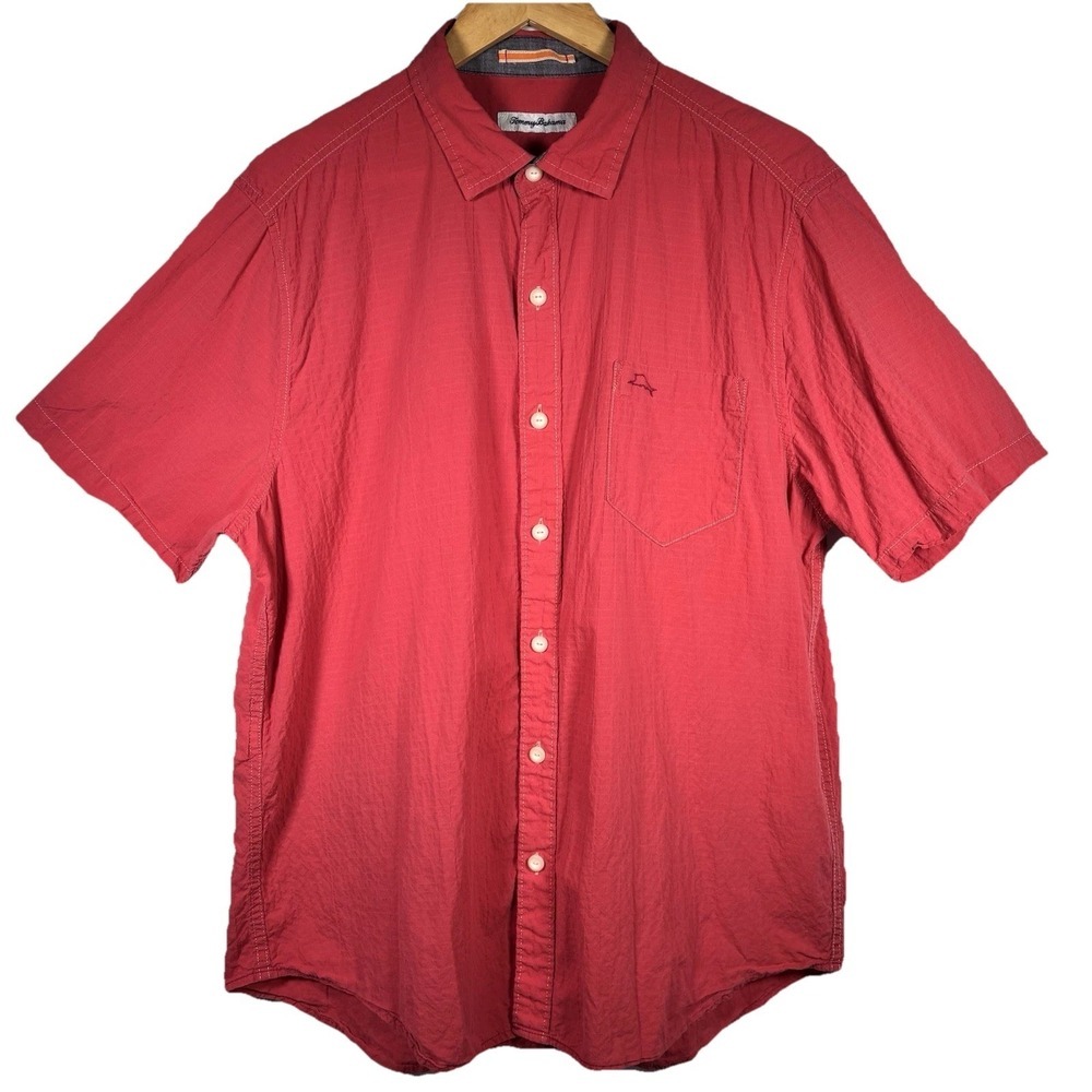Tommy Bahama Button Up Shirt Mens Large Vacation Resort Casual Short Sleeve Logo